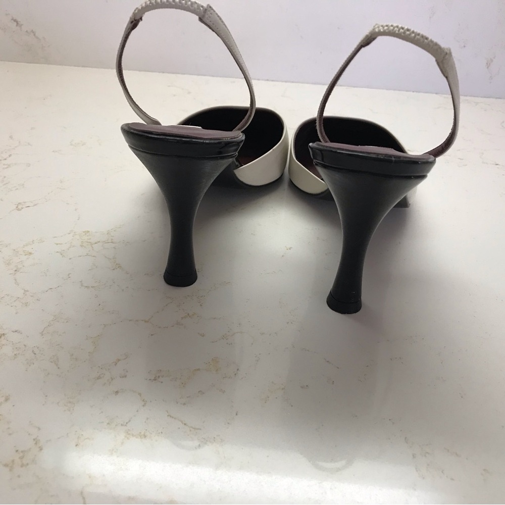 Nina Black and White Sling back Heels. - Picture 6 of 7